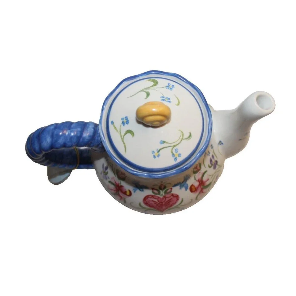Vintage Pamela Silin-Palmer Art Teapot with Floral and Heart Design
